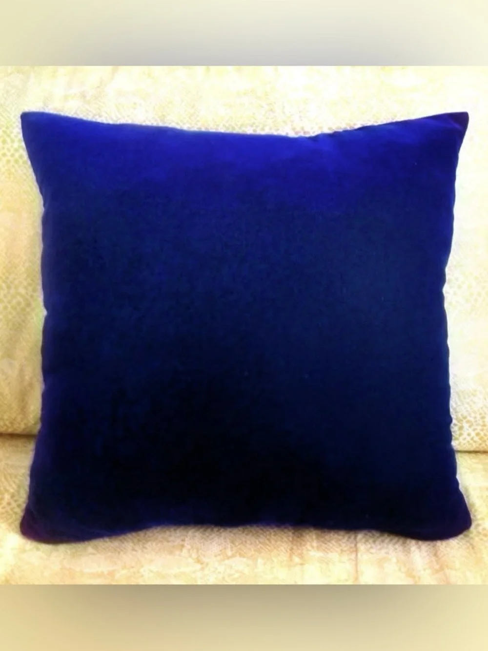 Dark Blue Velvet Pillow 18x18 inches. New, soft.